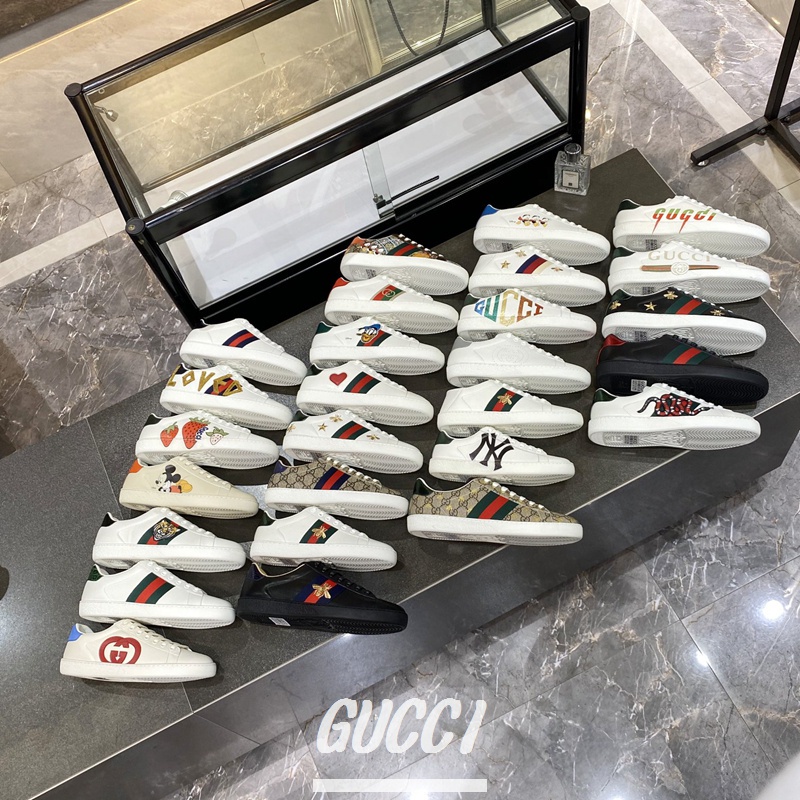 Giày Thể Thao GUCCI Vải Da Bò Đế Bằng Thoải Mái Cho Cặp Đôi