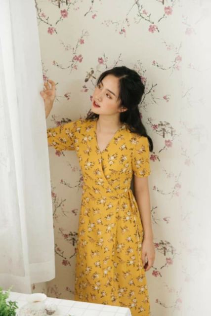 (ẢNH THẬT ) ĐẦM HOA VÀNG NHÍ THẮT EO | BigBuy360 - bigbuy360.vn