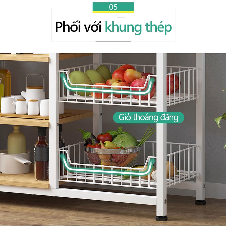 Kệ bếp nhiều tầng để được lò vi sóng, rổ rá nồi niêu, giá để đồ phòng bếp đa năng nhiều tầng tiện sử dụng FU210