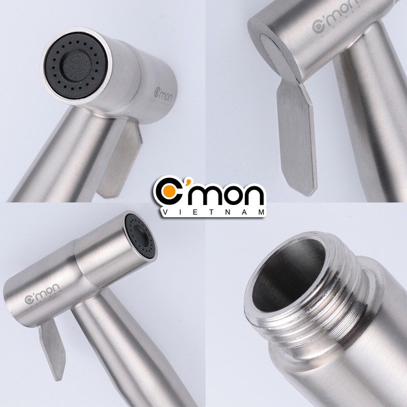 Bộ vòi xịt vệ sinh INOX 304 cao cấp C'mon VX-02-I + van khóa F C'mon VK-02-F