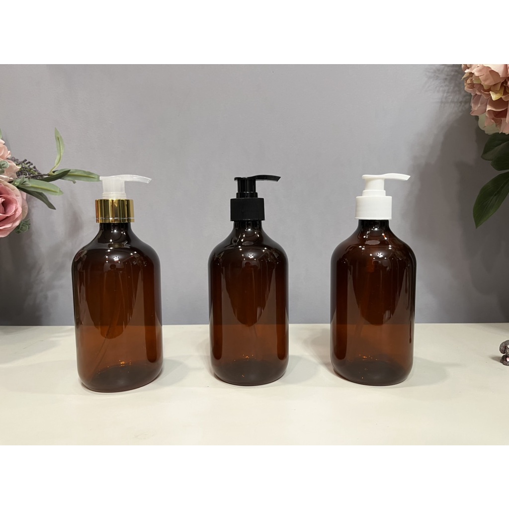 Chai Nhựa Pet 500ml Nâu Vai Thoải Chiết Mỹ Phẩm, Dầu Gội, Sữa Tắm, Nước Rửa Tay, Dung Dịch Dạng Lỏng, Dạng Đặc