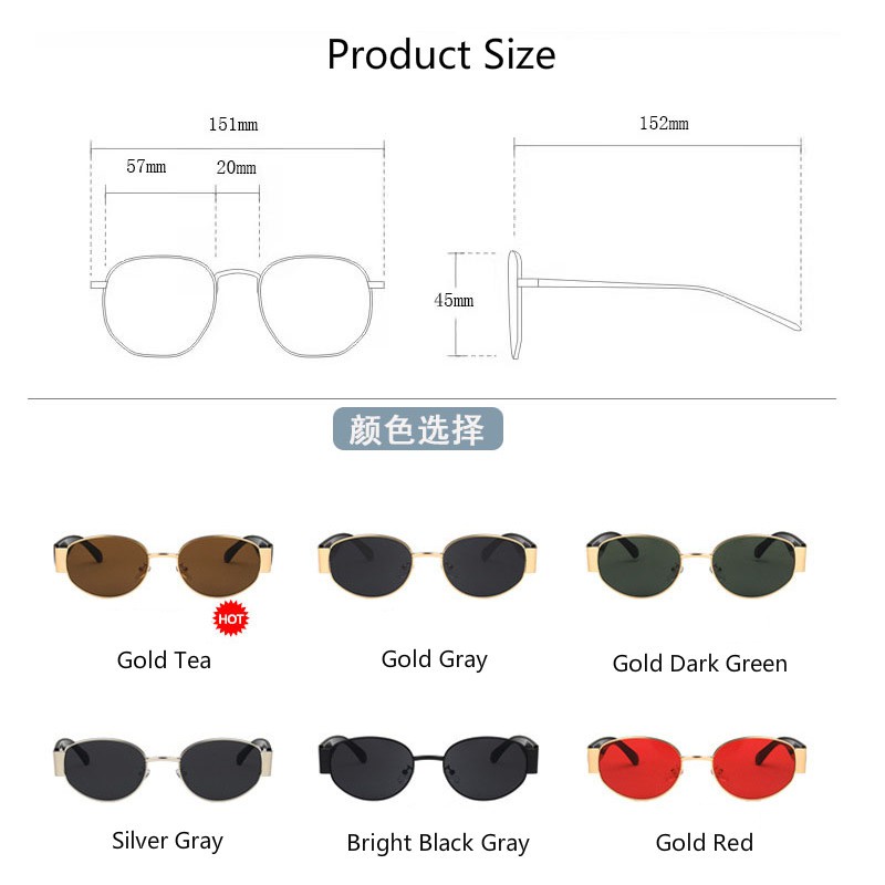 Kính mát gọng oval nhỏ phong cách hip hop hợp thời trang