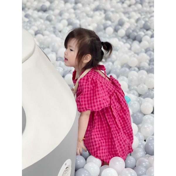 🍓🍓 ĐẦM HỒNG KẺ CA RÔ HOT TREND CHO BÉ GÁI 🍓🍓