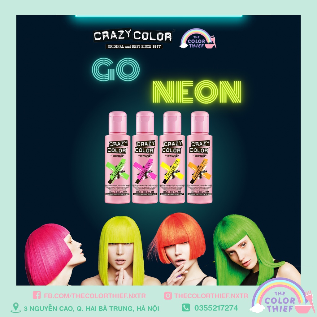 [Part 3] Thuốc nhuộm phản quang tia UV - Crazy Color Neon UV Semi-permanent Hairdye