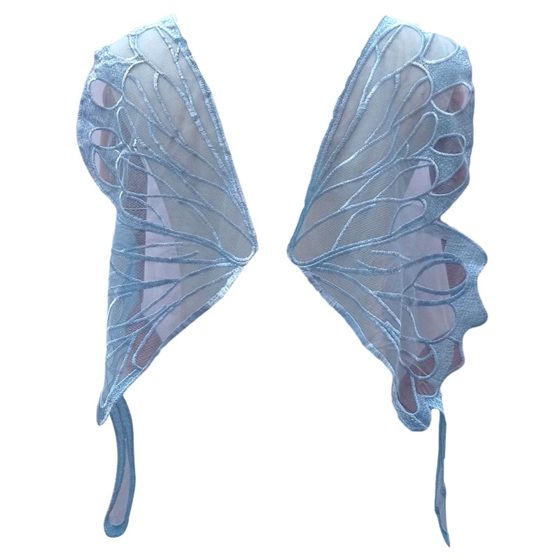 1 Cặp Miếng Vải Ren Lưới Thêu Hình Cánh Bướm Sau Lưng Dùng Trang Trí Đầm DIY