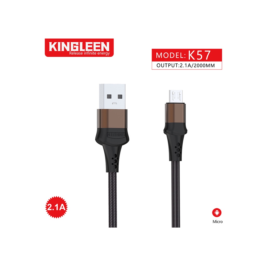 CÁP USB 2.0 -&gt; MICRO USB 2.1A 2M KINGLEEN K57