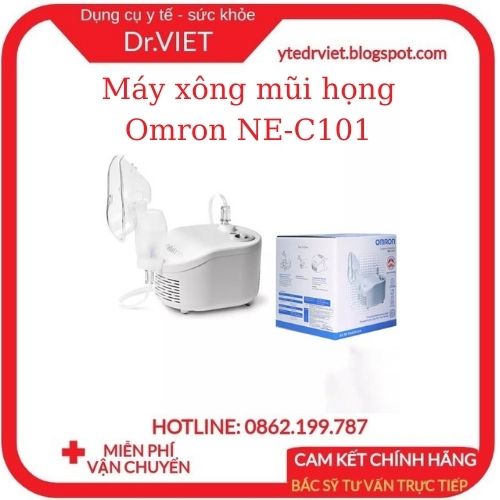 Máy xông mũi họng Omron NE-C101 - Cải thiện về đường hô hấp,giảm nghẹt mũi,an toàn cho trẻ,bảo hành 2 năm-DrViet