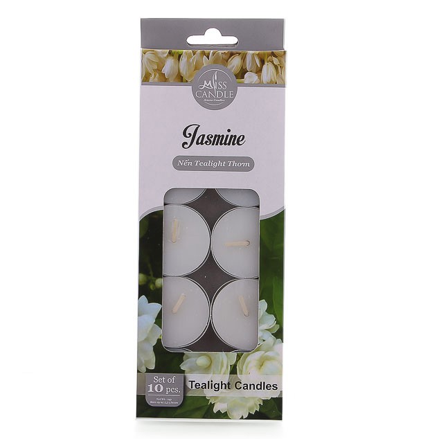 Hộp 10 nến tealight thơm Miss Candle FTRAMART MIC0147 Jasmine (Hương hoa nhài)