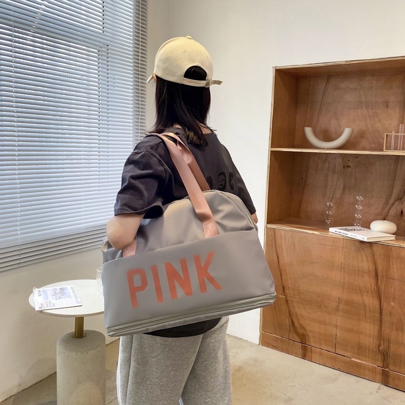 Túi xách du lịch Pink cỡ lớn 2 ngăn gấp gọn