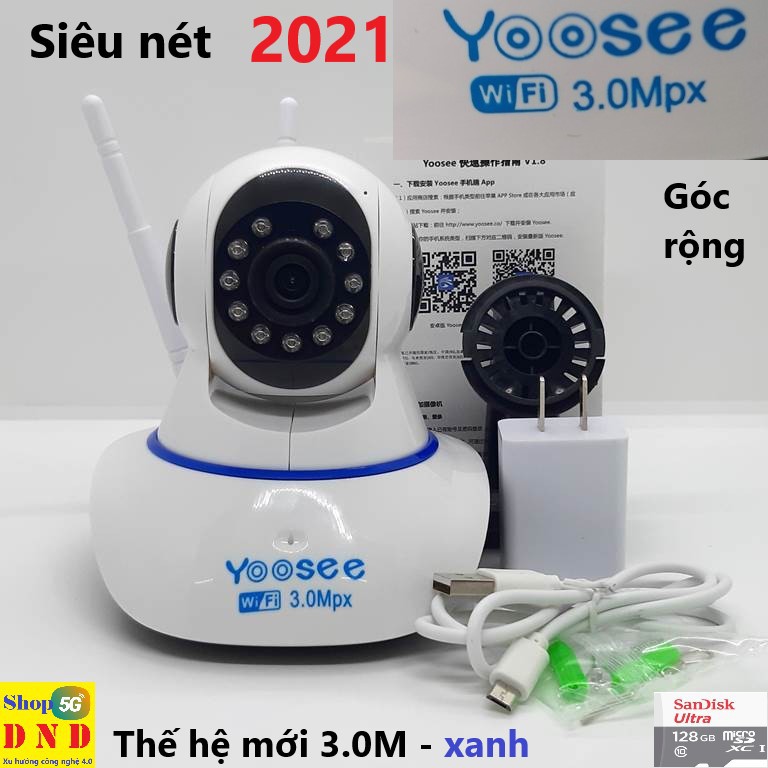 [Mã 267ELSALE hoàn 7% đơn 300K] Camera Yoosee 3.0, 3 râu thế hệ mới (Xanh)