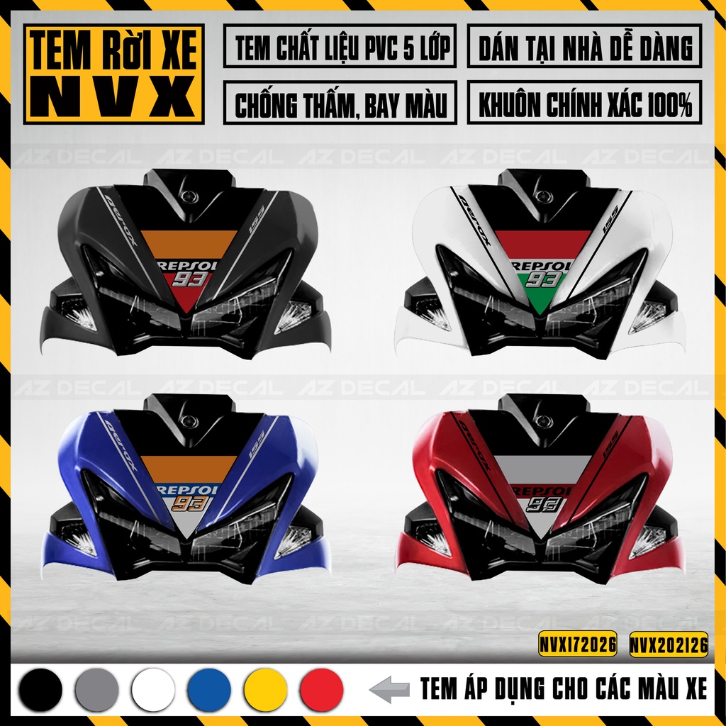 Tem Rời Dán Xe Máy NVX Thiết Kế Aerox | NVX26 | Decal Chế PVC Chống Nước, Bền Màu Dán Cho NVX 125,155
