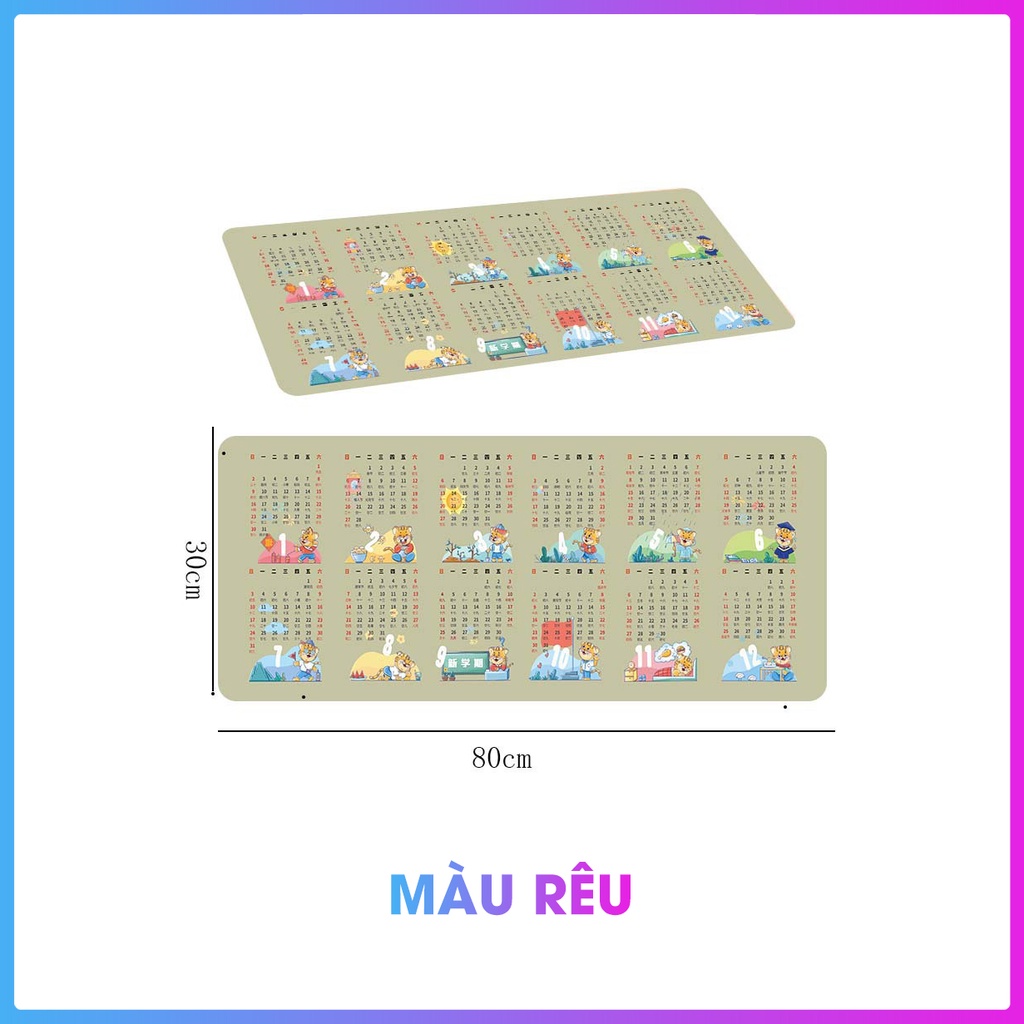 Lót chuột cỡ lớn, pad chuột dài bo viền chắc chắn, bền bỉ, kết hợp lịch dương Nhâm Dần 2022
