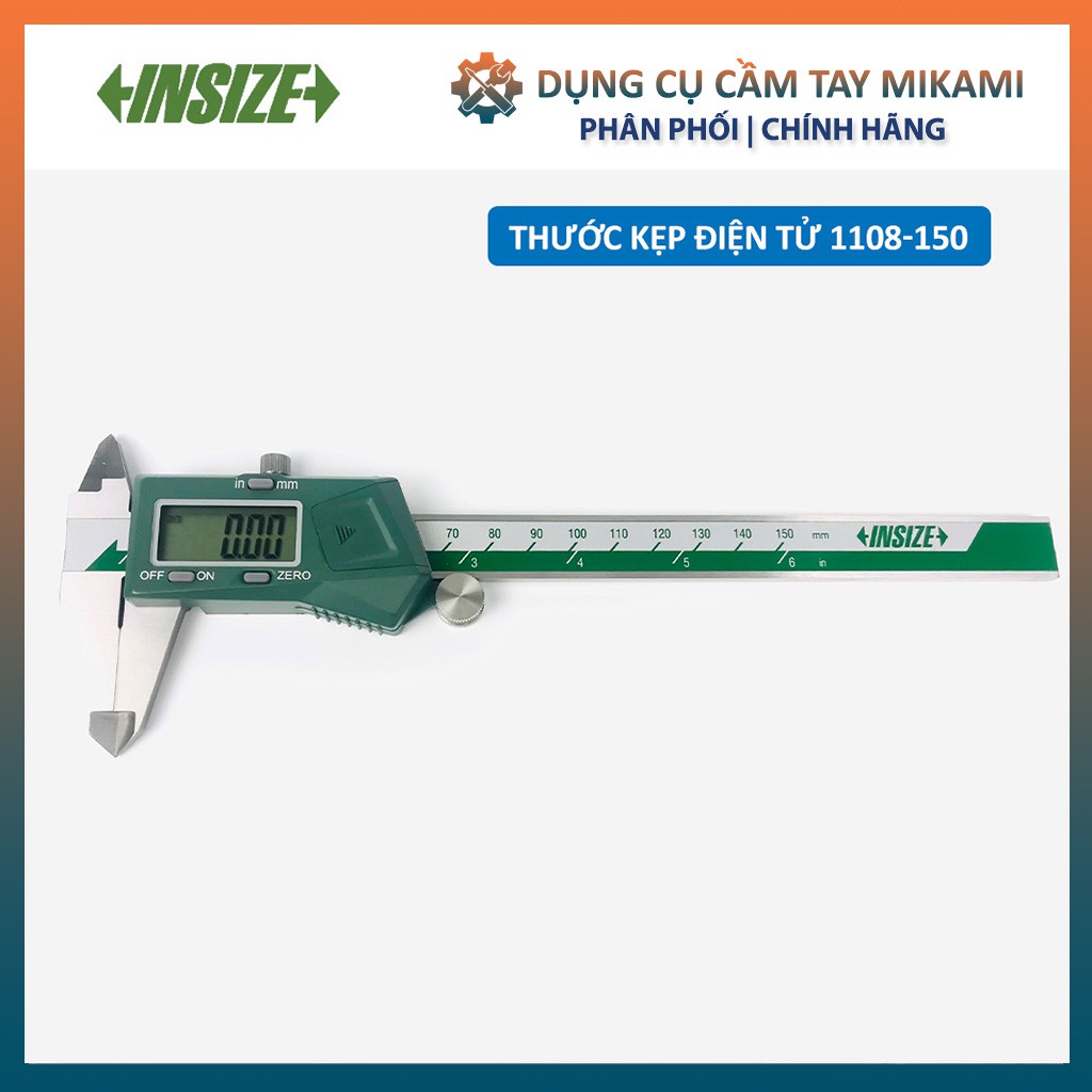 Thước kẹp điện tử INSIZE 150mm 1108-150 hàng chính hãng, độ bền cao, đo chính xác, thân thước cặp thép hợp kim cứng