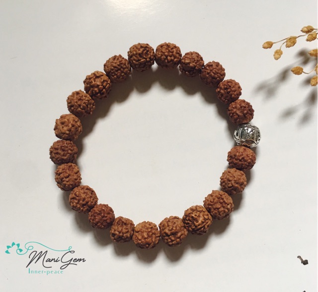Vòng tay bồ đề kim cang 8mm charm Om mani padme hum rudraksha bracelet