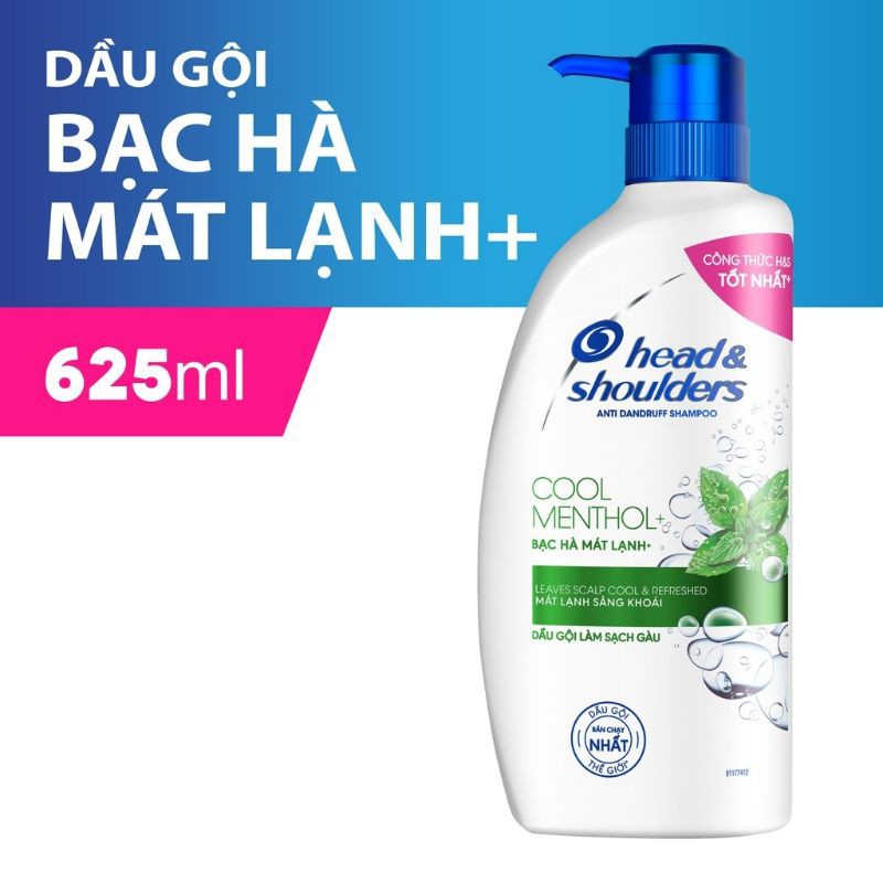 Dầu Gội Đâu 625ml Làm Sạch Gàu Bạc Hà Mát Rượi Head & Shoulders Chính Hãng.