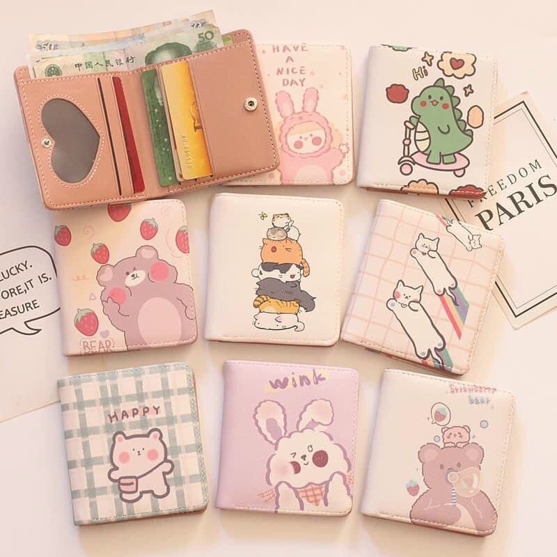 Ví Gấp 2 Ngắn Mini Dành Cho Nữ In Hình Cực Đáng Yêu