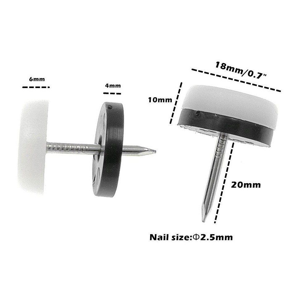 Bộ 40 đế lót chân bàn ghế gỗ dạng đinh ghim 18 mm/ 0.7 inch