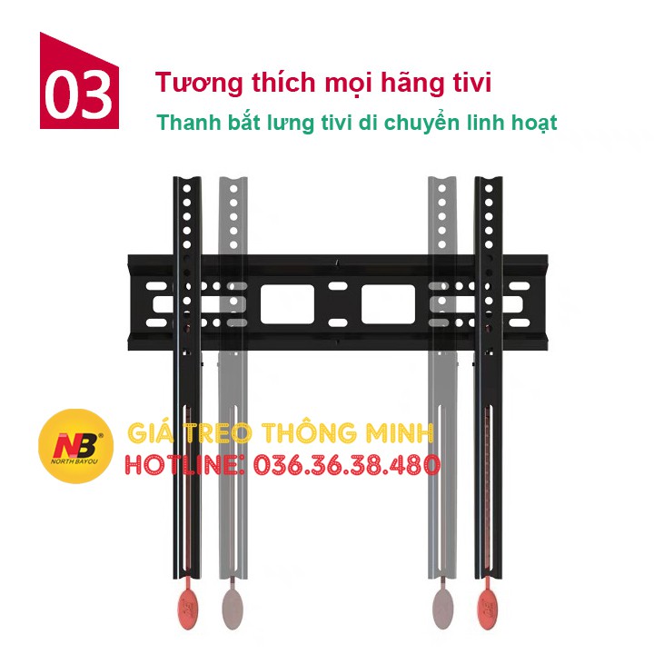 Giá treo tivi NB-D2F NorthBayou siêu mỏng 2.6 cm -Tương thích 32 - 55 inch