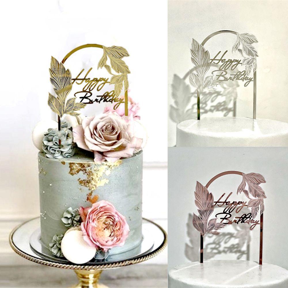 YNATURAL Cây Cắm Trang Trí Bánh Kem Hình Vòm Màu Vàng Dùng Cho Tiệc Sinh Nhật