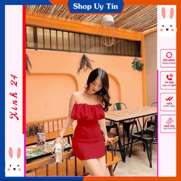 Váy body cá tính trễ vai xếp ly có mút ngực tôn dáng thời trang thiết kế Xinh 24 | BigBuy360 - bigbuy360.vn