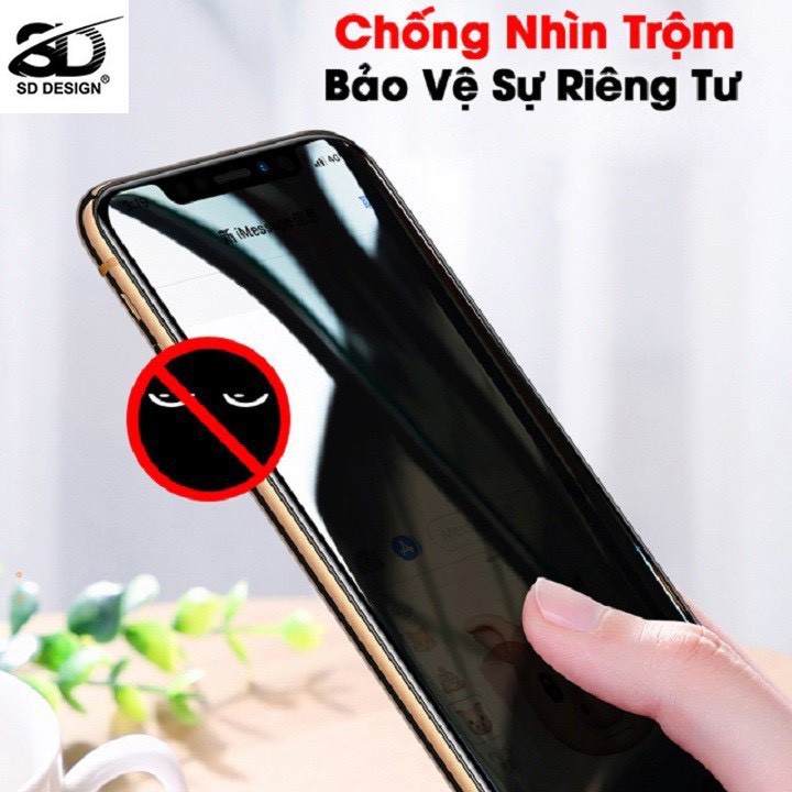 Kính cường lực SD Design chống nhìn trộm full dòng IP - Chính hãng