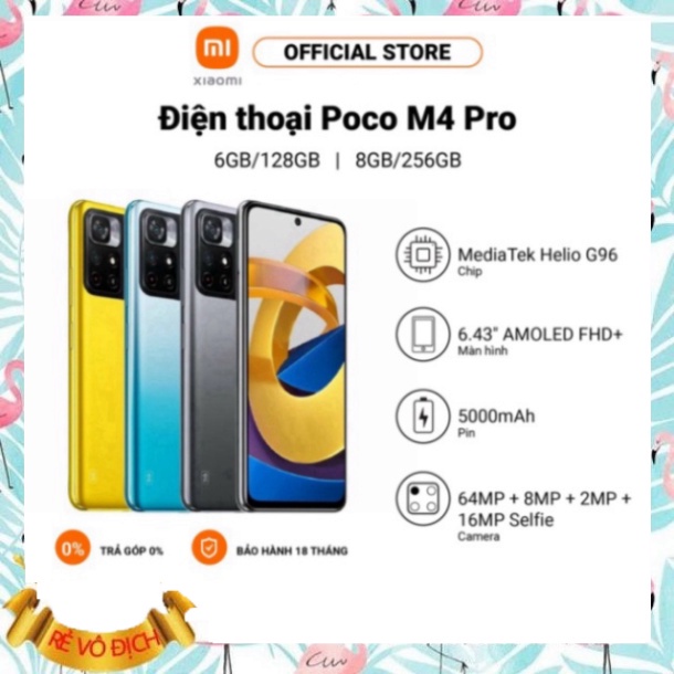 Điện thoại Xiaomi POCO M4 PRO | AMOLED 90Hz | Bộ ba camera 64MP | Sạc nhanh 33W (giá cực rẻ ) ( big sale ) ( deal hot )