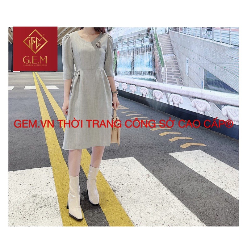 Đầm xoè nữ - váy thiết kế GEM877 tặng kèm phụ kiện cài váy xinh xắn đủ size mẫu đẹp hợp thời trang - GEM Fashion