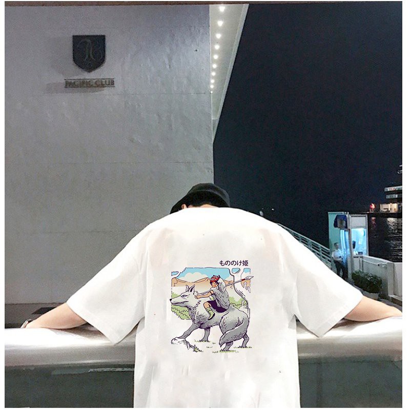 Áo thun unisex form rộng họa tiết hoạt hình phong cách Nhật Bản vải dày mịn 2020T2440