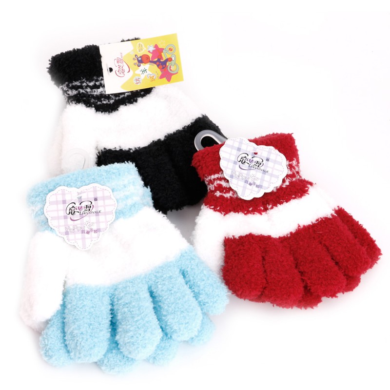 Loner Cute Infant Baby Kid Full Finger Warm Winter Gloves Toddler Knit Rainbow Mittens