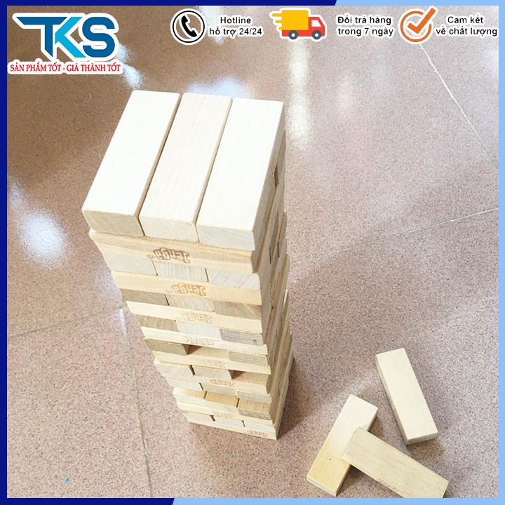 bộ rút gỗ đồ chơi xếp hình domino montessori rèn luyện trí thông minh tránh xa điện thoại (54 thanh cỡ lớn)