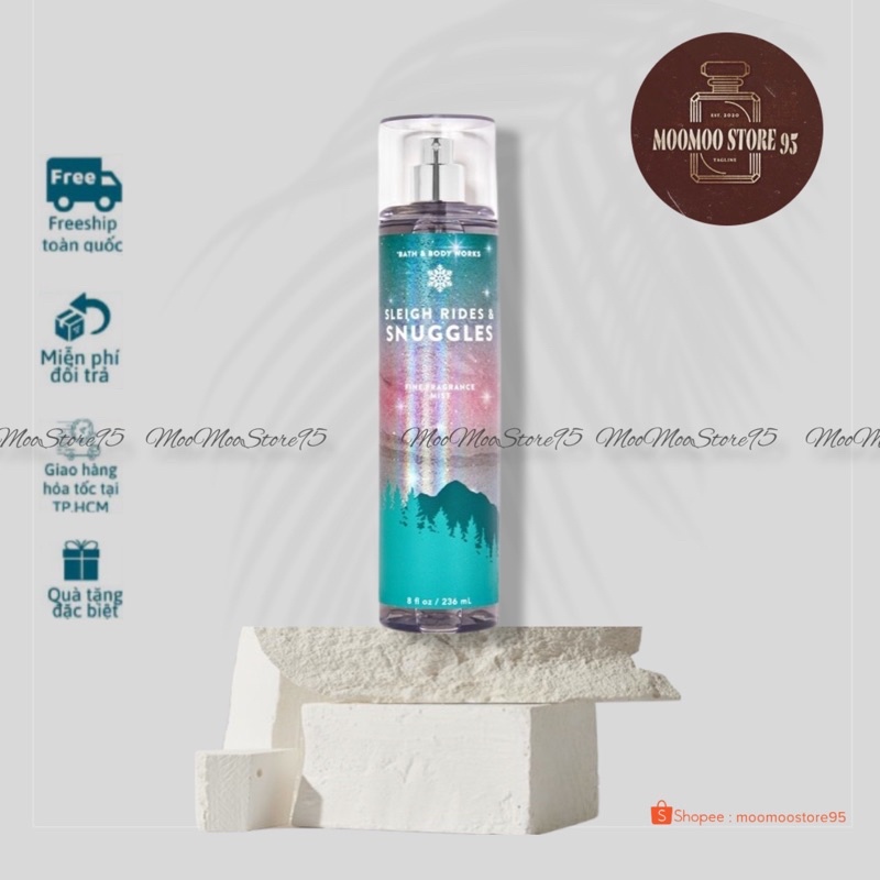 Xịt thơm toàn thân Bath &amp; Body Works mùi Sleigh Rides Snuggle - 236ml Full Seal - New