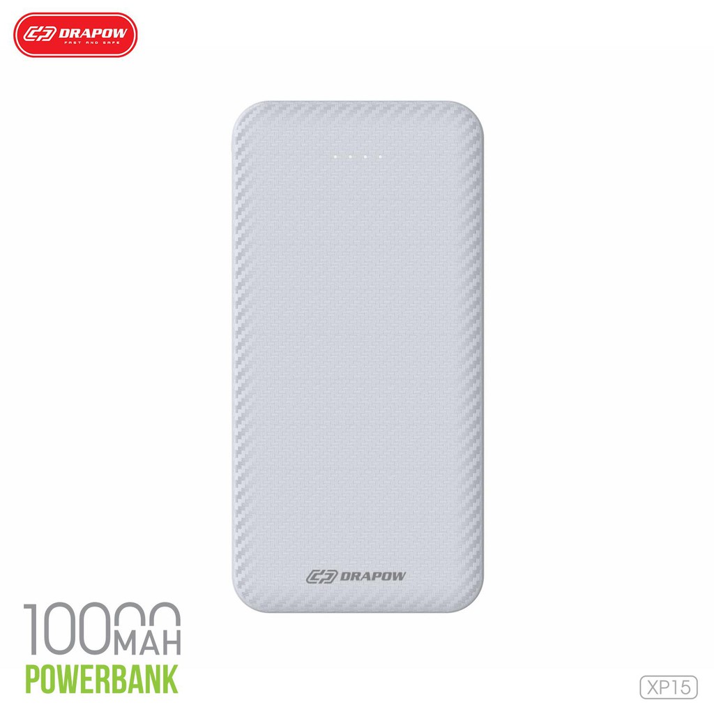 Pin dự phòng DRAPOW XP15 10.000mah Vỏ Cacbon chống trầy - cổng sạc Type C