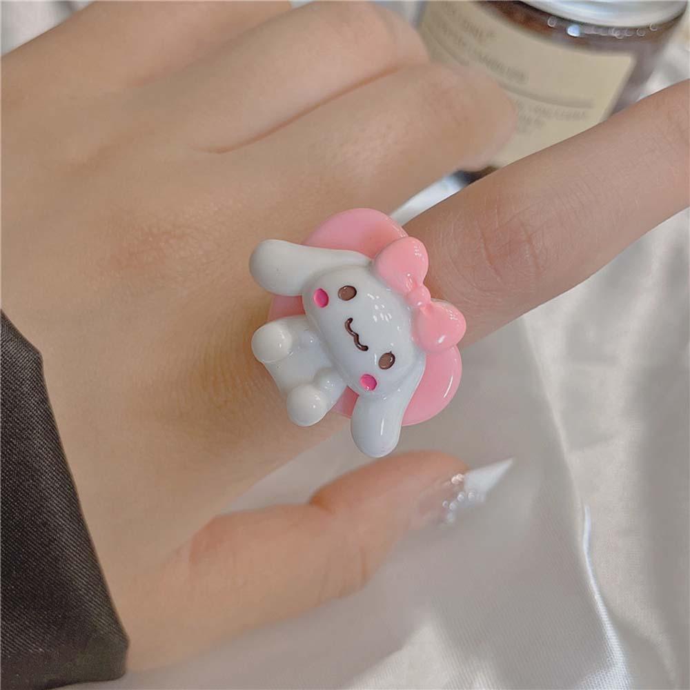QQMALL Nhẫn Resin Hình Động Vật Màu Sắc Tương Phản Thời Trang Cho Nữ
