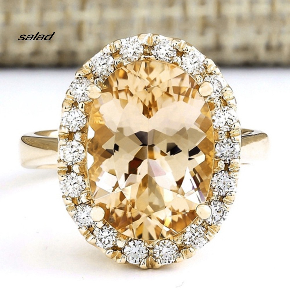 Nhẫn Đính Đá Topaz Giả Hình Oval Cho Nữ