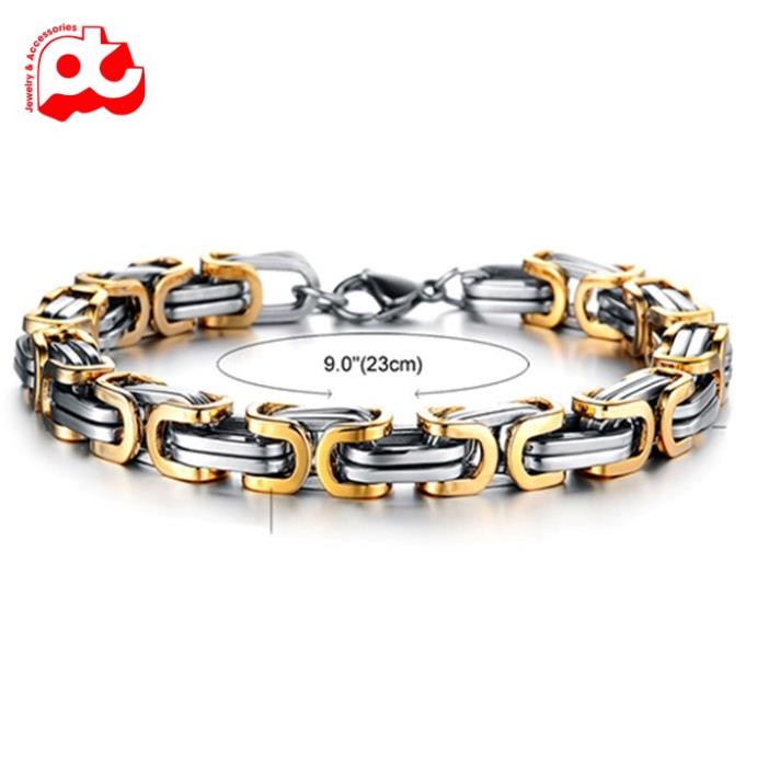 Lắc tay nam cao cấp đẹp sang trọng titan thép không gỉ kiểu ziczac vuông PT JEWELRY kích cỡ 9mm PTLTNA77
