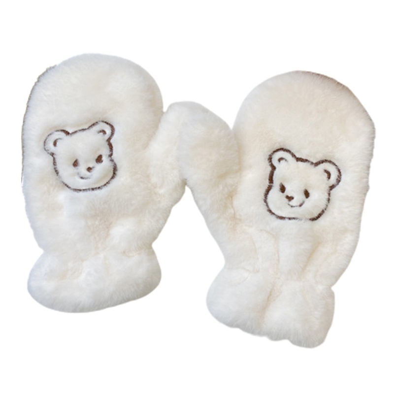 Găng Tay Lông Xù Dày Dặn Ấm Áp Hình Gấu Hoạt Hình Dễ Thương Dành Cho Đi Xe