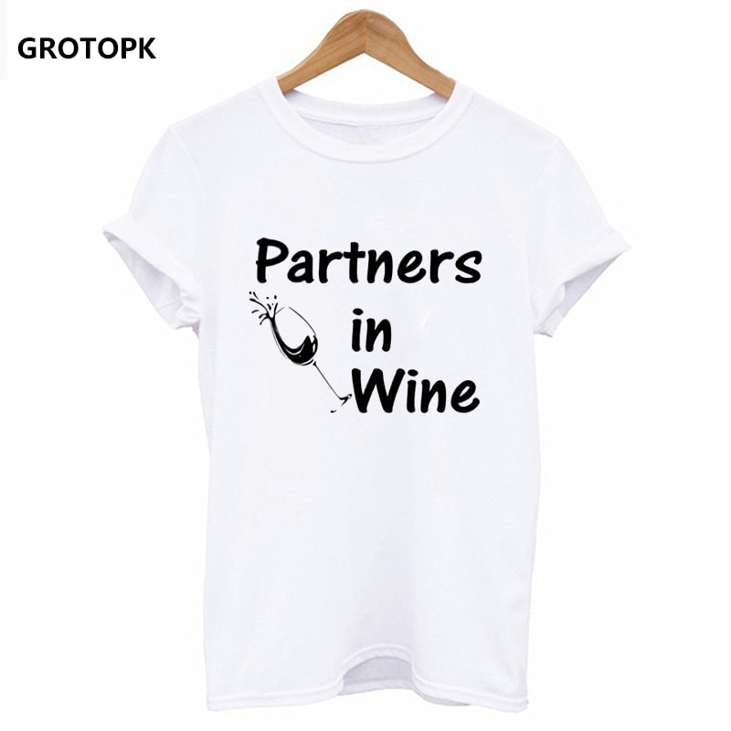 Áo Thun Nữ In Chữ Partners In Wine Bff Thời Trang 2019