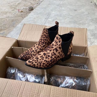 Unky giày bốt cao gót da lộn in họa tiết da báo thời trang quyến rũ cho nữ