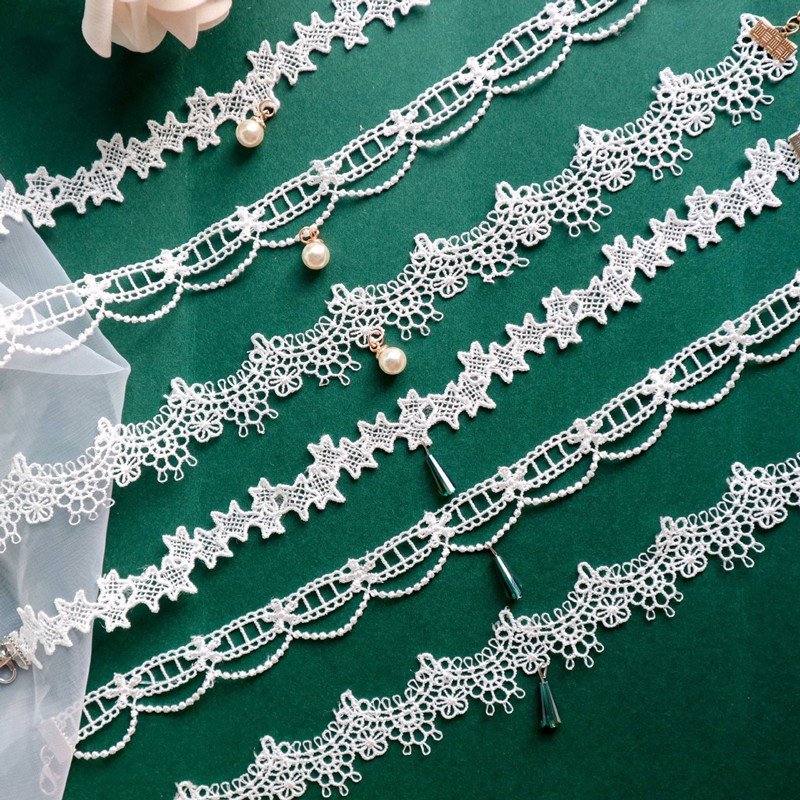Vòng Cổ Choker Bằng Ren Màu Trắng Đính Đá Pha Lê Phong Cách Nhật Hàn Thời Trang