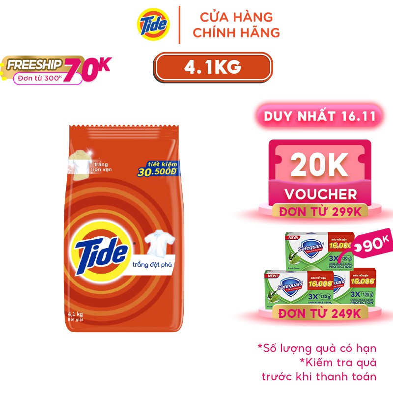 Bột giặt Tide Trắng Đột Phá Túi 4.1kg