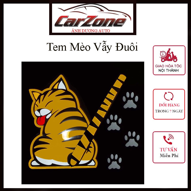 Decal Dán Ô Tô Hình Con Mèo Vẫy Đuôi Gắn Cần Gạt Nước Sau Xe