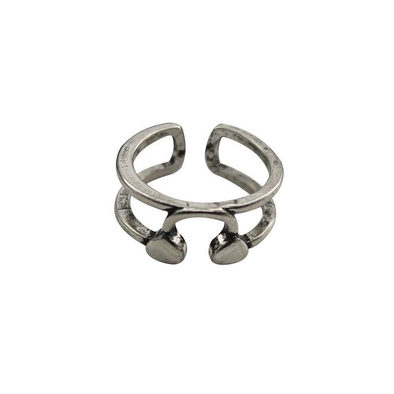 Thời Trang Nhẫn Hở Mạ Bạc Thiết Kế Đơn Giản Phong Cách Retro Cho Cặp Đôi