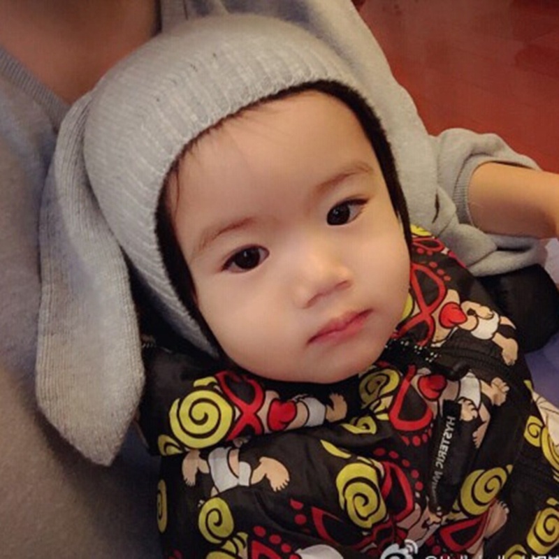Mũ Beanie Dệt Kim Đính Tai Thỏ Thời Trang Thu Đông Cho Bé Sơ Sinh