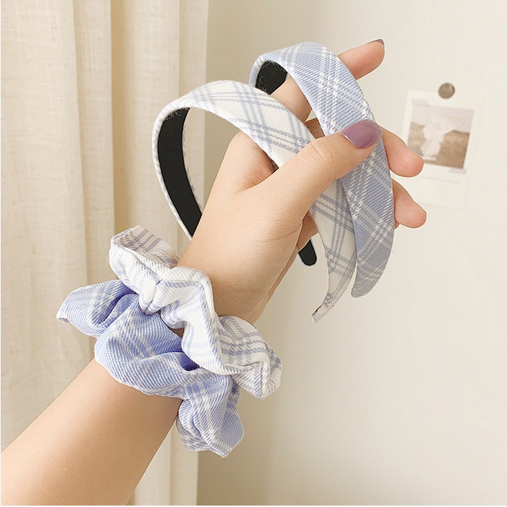 Dây Buộc Tóc Họa Tiết Hoa Xanh Dương Phong Cách Hàn Quốc Thời Trang Cho Nữ
