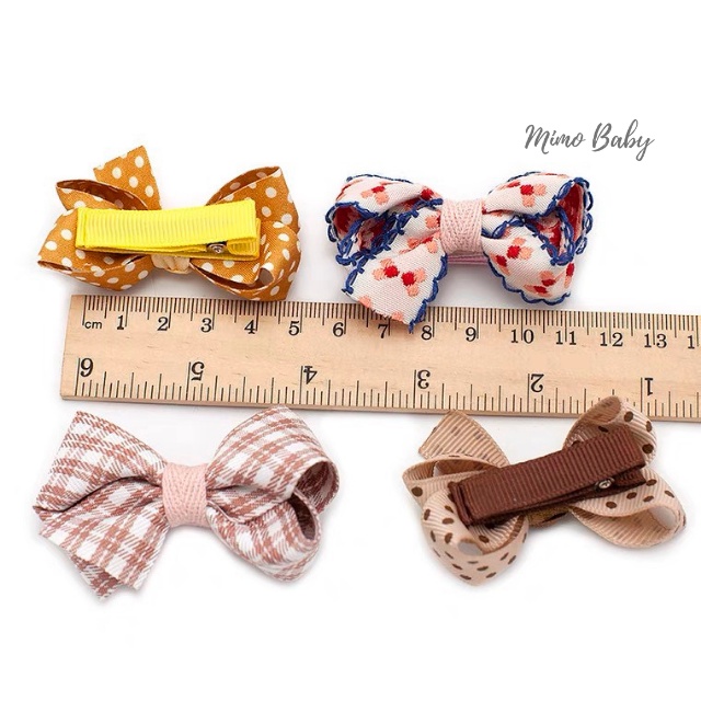 Set 5 kẹp tóc nơ bọc vải phong cách hàn quốc xinh xắn cho bé gái KT27 Mimo Baby