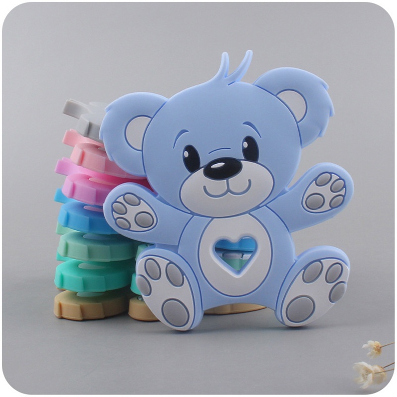 Đồ Chơi Ngậm Nướu Hình Gấu Hoạt Hình Bằng Silicon Phối Chuỗi Hạt Xinh Xắn Dành Cho Bé