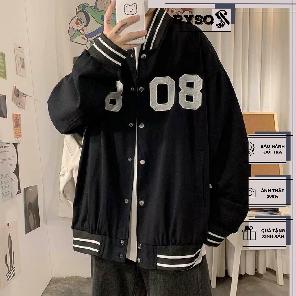 ✐♈✗Áo khoác bomber dù bóng chày unisex chất 2 lớp dày dặn nam nữ mặc cặp cá tính