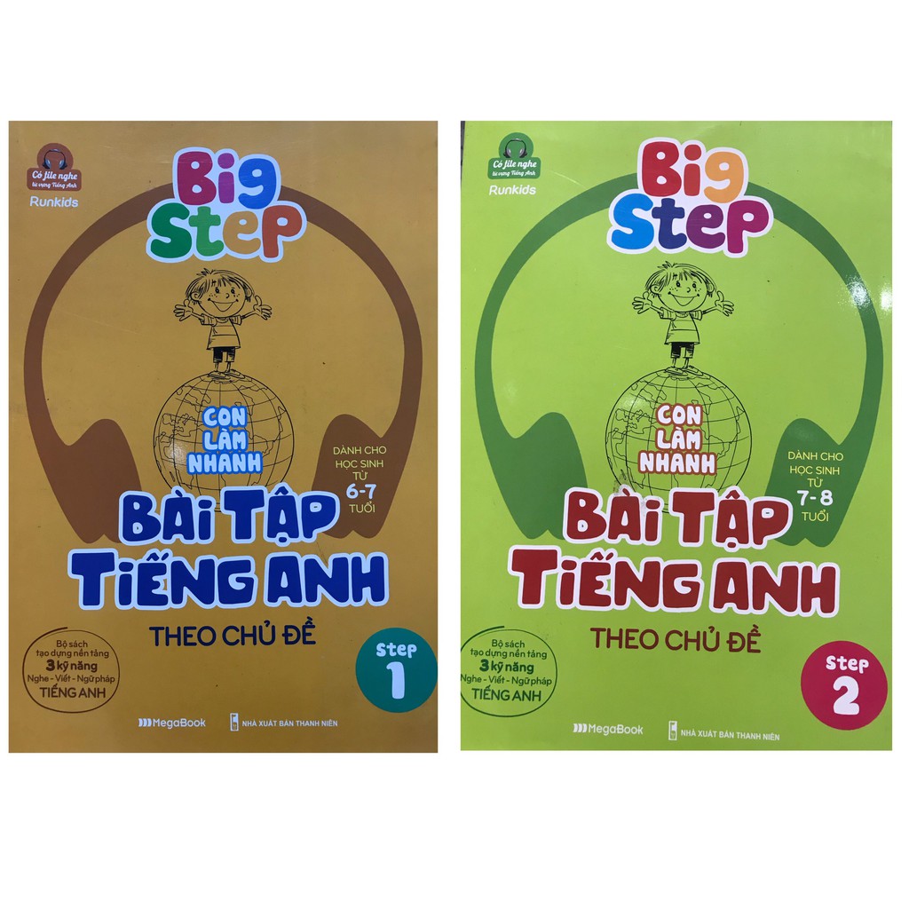 Sách - Combo Big Step con làm nhanh bài tập tiếng anh theo chủ đề step 1 + step 2