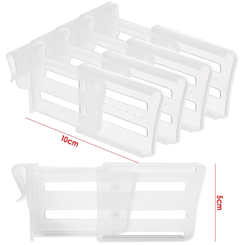 Set 4 Dụng cụ chia ngăn tủ lạnh bằng nhựa màu trắng có thể thu gọn, sắp xếp cánh cửa tủ lạnh gọn gàng Famaha