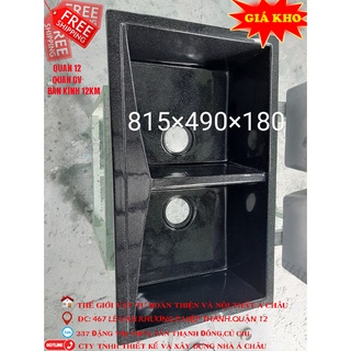 Chậu rửa chén đá nhân tạo 2 hộc GIÁ KHO(BỘ XẢ DÀY TO ỐNG PHI 60) {FREE SHIP Q12-GÒ VẤP}
